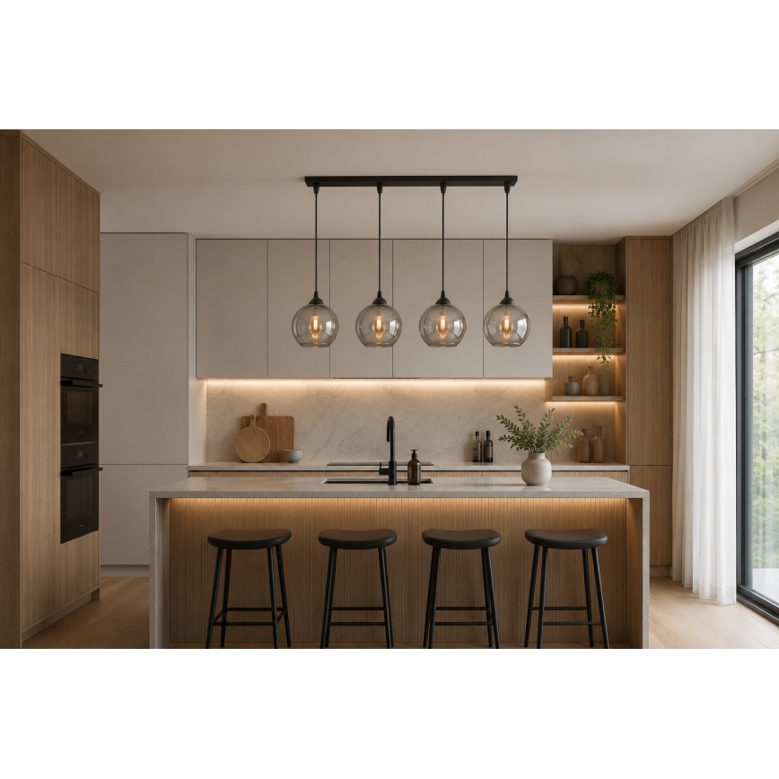 Brilagi - Kabelhanglamp DIOR 4xE27/60W/230V zwart/rookgrijs