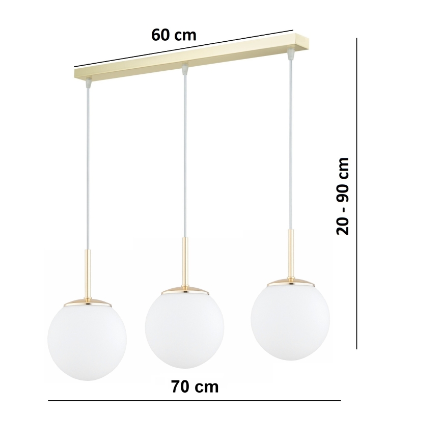 Brilagi - Kabelhanglamp MILO 3xE27/60W/230V goudkleurig