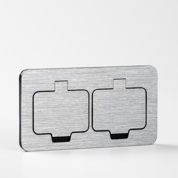 Brilagi - Keuken inbouw dubbele wandcontactdoos INBOX IP55 mat chroom rechthoekig
