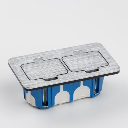 Brilagi - Keuken inbouw dubbele wandcontactdoos INBOX IP55 mat chroom rechthoekig