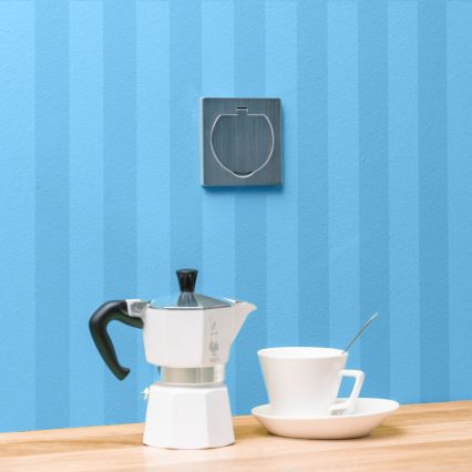 Brilagi - Keuken inbouwstopcontact INBOX IP55 mat chroom vierkant