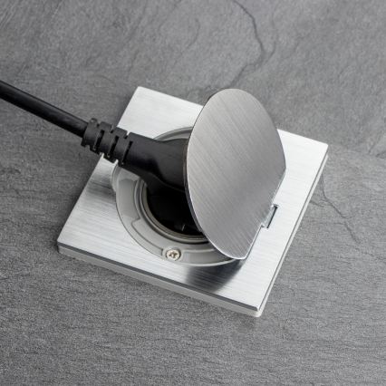 Brilagi - Keuken inbouwstopcontact INBOX IP55 mat chroom vierkant