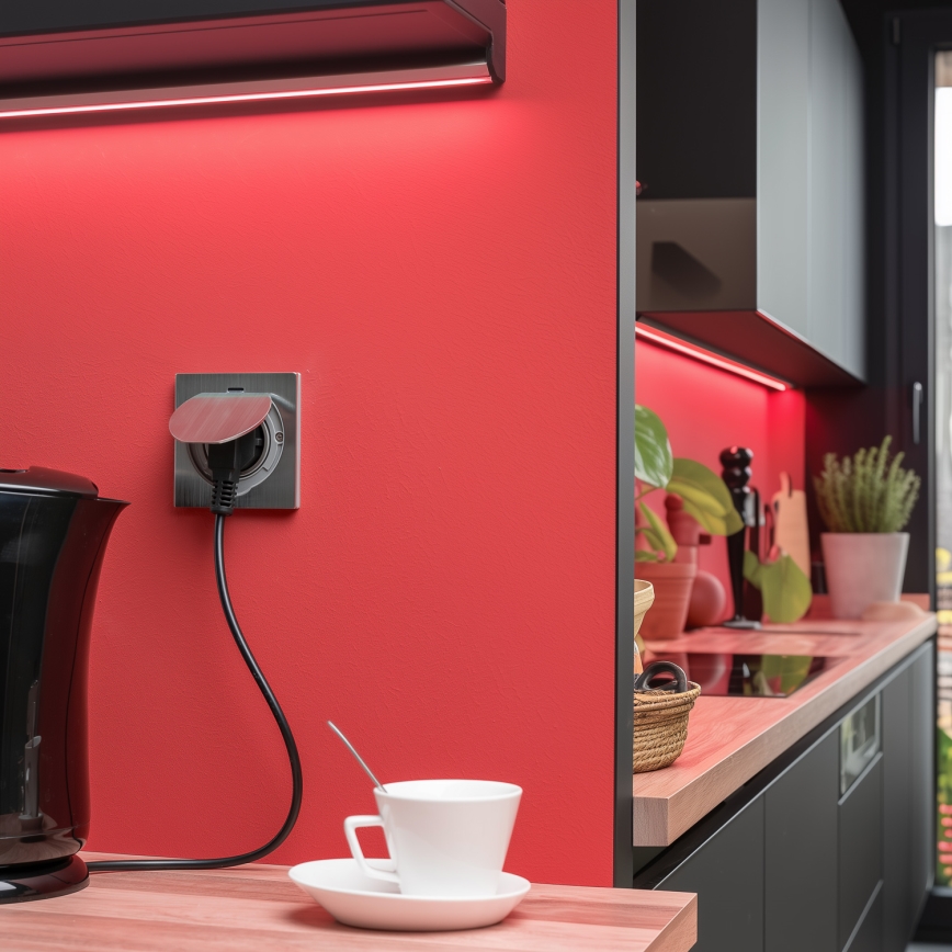 Brilagi - Keuken inbouwstopcontact INBOX IP55 mat chroom vierkant