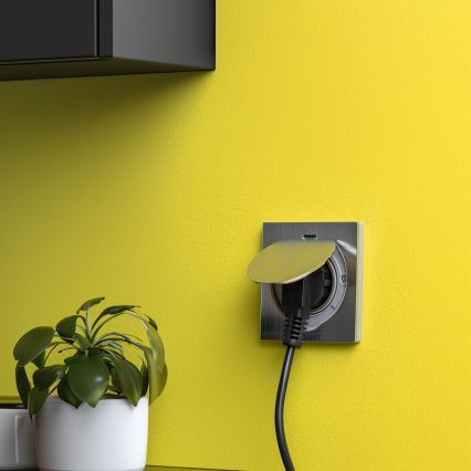 Brilagi - Keuken inbouwstopcontact INBOX IP55 mat chroom vierkant