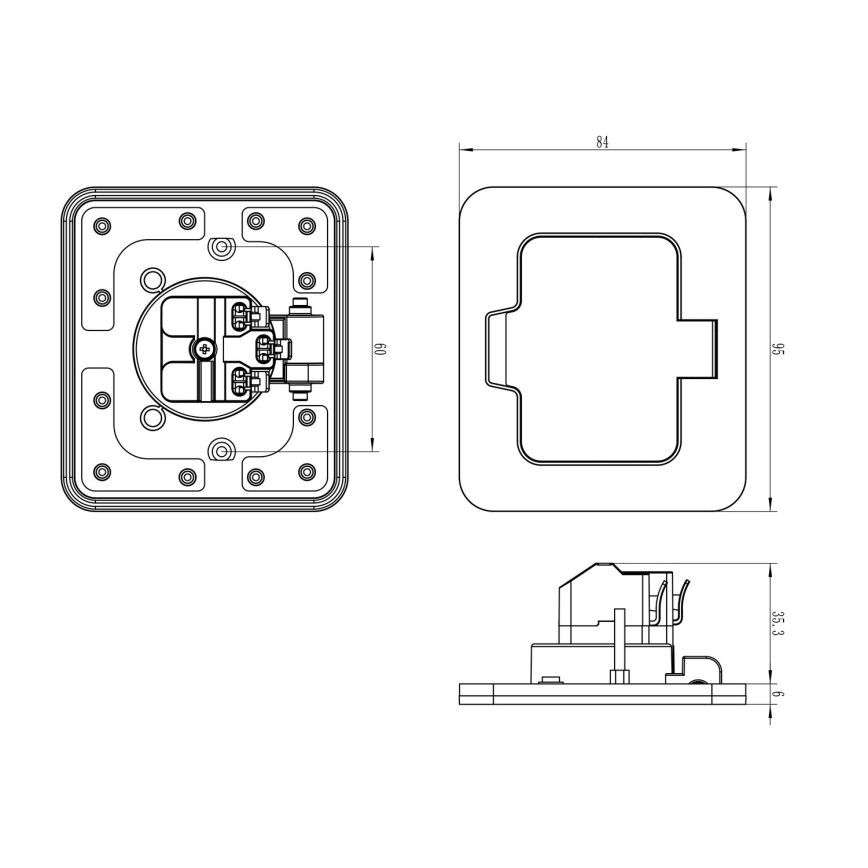 Brilagi - Keuken inbouwstopcontact INBOX IP55 mat chroom vierkant