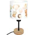 Brilagi - Kinder-bureaulamp BOBO WOOD 1xE27/25W/230V eiken/zwart/wit/dierenmotief