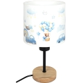 Brilagi - Kinder-tafellamp BOBO WOOD 1xE27/25W/230V eik/zwart/wit/blauw/met beertjes