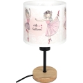 Brilagi - Kinder tafellamp BOBO WOOD 1xE27/25W/230V eik/zwart/wit/roze/balletschoentjes