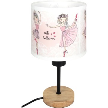 Brilagi - Kinder tafellamp BOBO WOOD 1xE27/25W/230V eik/zwart/wit/roze/balletschoentjes