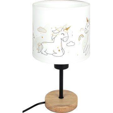 Brilagi - Kinder tafellamp BOBO WOOD 1xE27/25W/230V eiken/zwart/wit/eenhoorns
