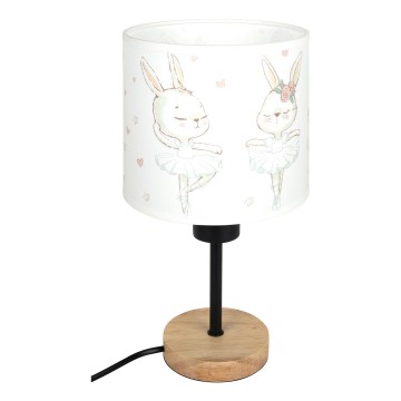 Brilagi - Kinder tafellamp BOBO WOOD 1xE27/25W/230V eiken/zwart/wit/konijntjes