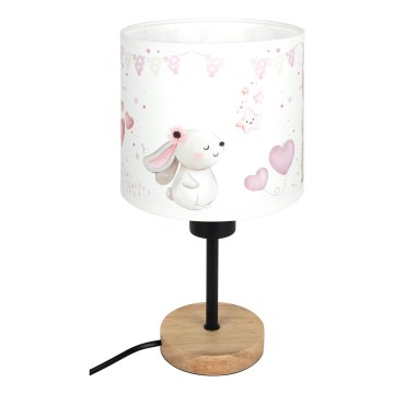 Brilagi - Kinderbureaulamp BOBO WOOD 1xE27/25W/230V eik/zwart/crème/konijntjes
