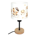 Brilagi - Kinderbureaulamp BOBO WOOD 1xE27/25W/230V eiken/zwart/wit/beertjes