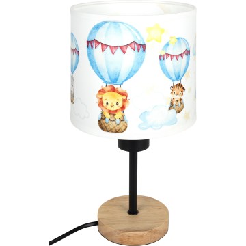 Brilagi - Kinderbureaulamp BOBO WOOD 1xE27/25W/230V eiken/zwart/wit/dieren