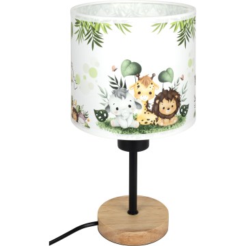 Brilagi - Kinderbureaulamp BOBO WOOD 1xE27/25W/230V eiken/zwart/wit/groen/jungle