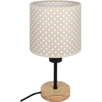 Brilagi - Kindertafellamp BOBO WOOD 1xE27/25W/230V eik/zwart/beige/stippen