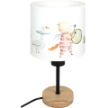 Brilagi - Kindertafellamp BOBO WOOD 1xE27/25W/230V eiken/zwart/wit/dierenmotief