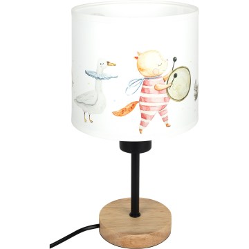 Brilagi - Kindertafellamp BOBO WOOD 1xE27/25W/230V eiken/zwart/wit/dierenmotief