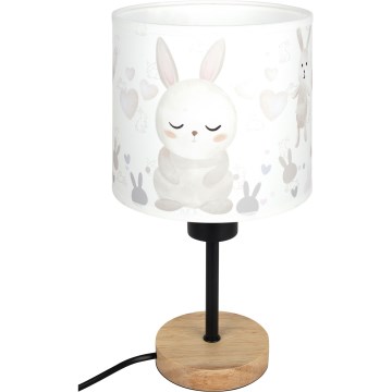 Brilagi - Kindertafellamp BOBO WOOD 1xE27/25W/230V eiken/zwart/wit/konijntjes