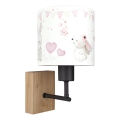 Brilagi - Kinderwandlamp BOBO WOOD 1xE27/25W/230V eik/zwart/crème/konijntjes