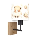 Brilagi - Kinderwandlamp BOBO WOOD 1xE27/25W/230V eik/zwart/wit/beertjes