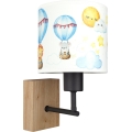 Brilagi - Kinderwandlamp BOBO WOOD 1xE27/25W/230V eik/zwart/wit/dieren