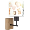 Brilagi - Kinderwandlamp BOBO WOOD 1xE27/25W/230V eik/zwart/wit/dierenmotief