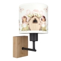 Brilagi - Kinderwandlamp BOBO WOOD 1xE27/25W/230V eik/zwart/wit/roze/feeën
