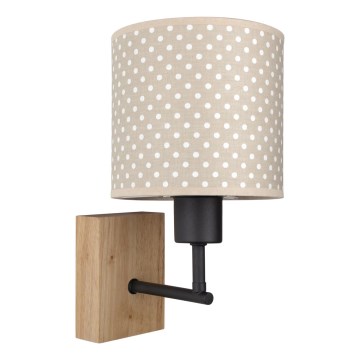 Brilagi - Kinderwandlamp BOBO WOOD 1xE27/25W/230V eiken/zwart/beige/stippen