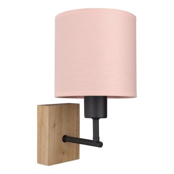 Brilagi - Kinderwandlamp BOBO WOOD 1xE27/25W/230V eiken/zwart/roze