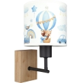 Brilagi - Kinderwandlamp BOBO WOOD 1xE27/25W/230V eiken/zwart/wit/blauw/beertjes