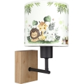 Brilagi - Kinderwandlamp BOBO WOOD 1xE27/25W/230V eiken/zwart/wit/groen/jungle