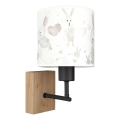 Brilagi - Kinderwandlamp BOBO WOOD 1xE27/25W/230V eiken/zwart/wit/konijntjes