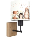 Brilagi - Kinderwandlamp BOBO WOOD 1xE27/25W/230V eiken/zwart/wit/met diertjes
