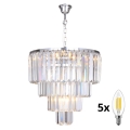 Brilagi - Kristallen hanglamp aan een ketting MOZART 5xE14/40W/230V glanzend chroom