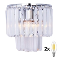 Brilagi - Kristallen wandlamp MOZART 2xE14/40W/230V glanzend chroom