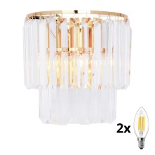 Brilagi - Kristallen wandlamp MOZART 2xE14/40W/230V goud