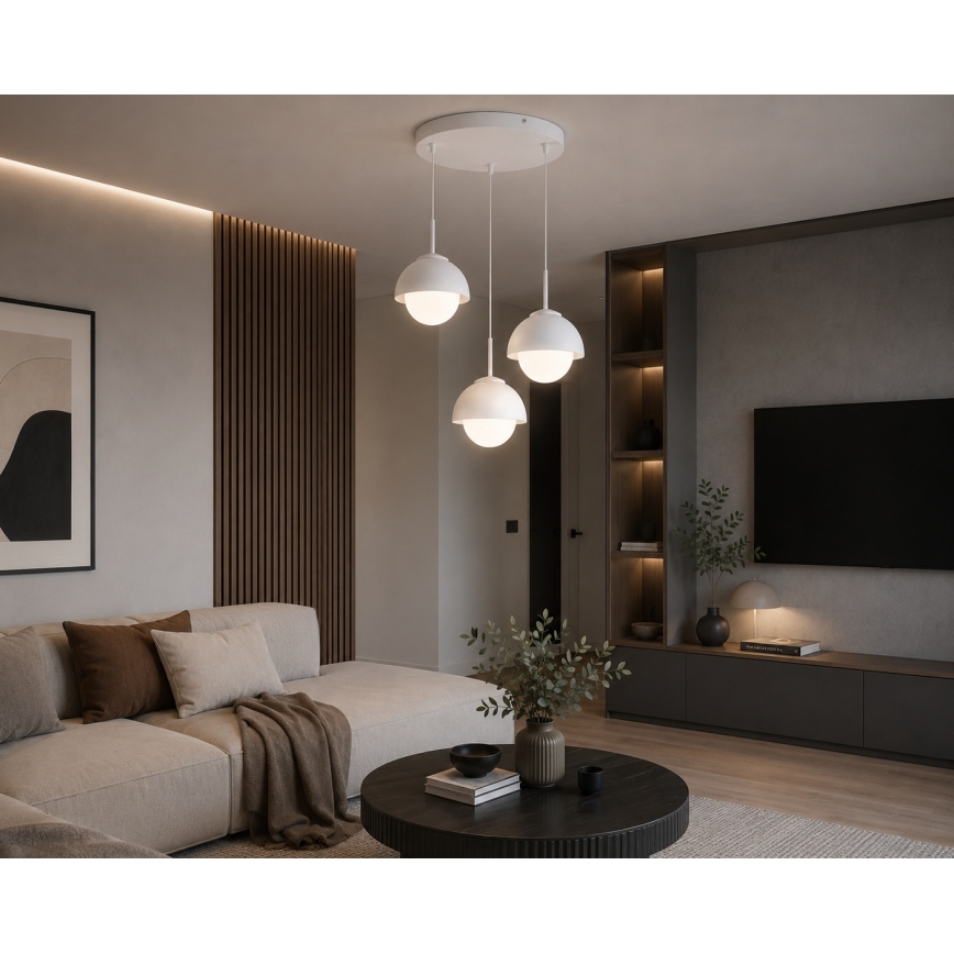 BRILAGI - Kroonluchter aan kabel COSMO 3xE27/60W/230V wit/goud
