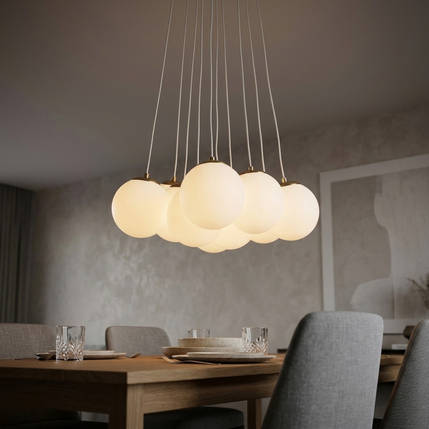 Brilagi - Kroonluchter aan kabel GLOBE 10xE14/15W/230V wit