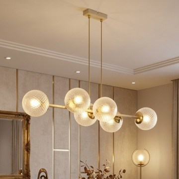 Brilagi - Kroonluchter aan kabel STELLA 6xE27/60W/230V beige/goud