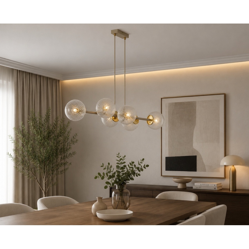 Brilagi - Kroonluchter aan kabel STELLA 6xE27/60W/230V beige/goud