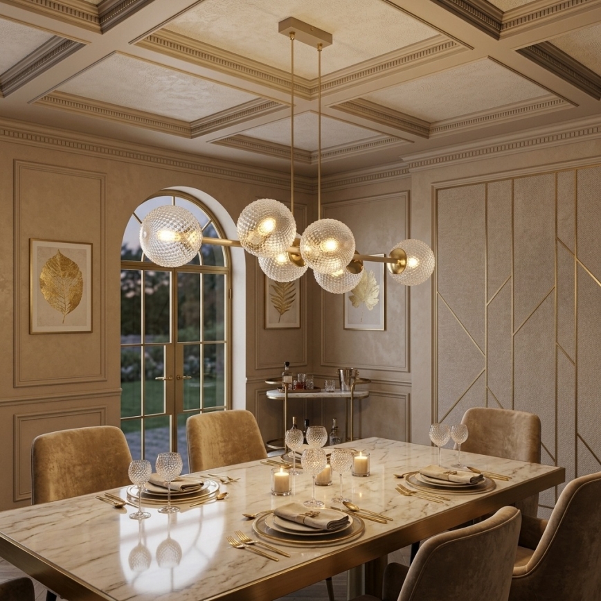 Brilagi - Kroonluchter aan kabel STELLA 6xE27/60W/230V beige/goud