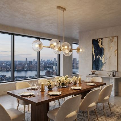 Brilagi - Kroonluchter aan kabel STELLA 6xE27/60W/230V beige/goud