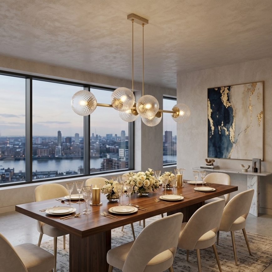 Brilagi - Kroonluchter aan kabel STELLA 6xE27/60W/230V beige/goud