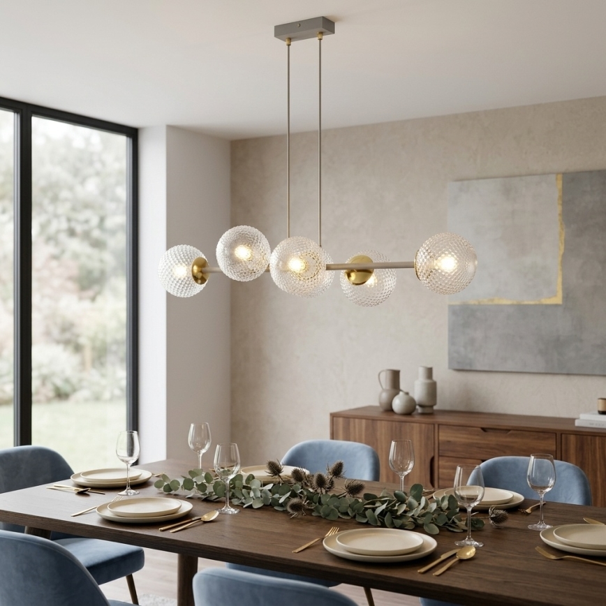 Brilagi - Kroonluchter aan kabel STELLA 6xE27/60W/230V beige/goud