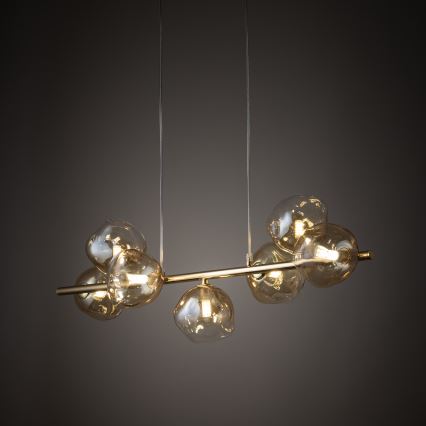 Brilagi - Kroonluchter aan kabel VULCANO 7xG9/8W/230V goud/rookbeige