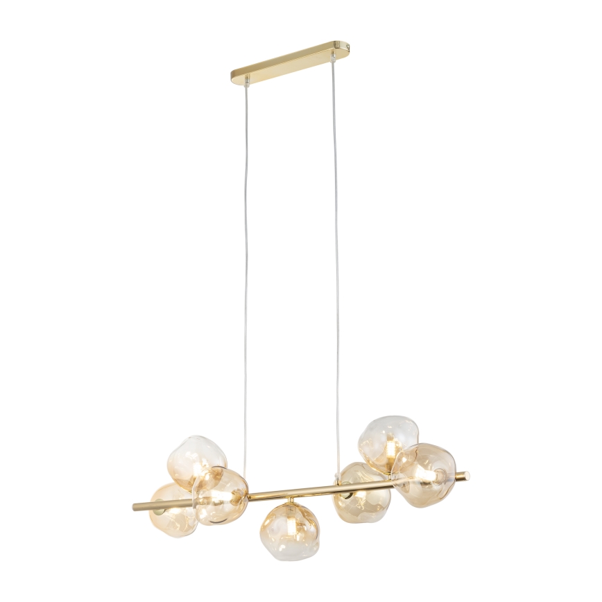 Brilagi - Kroonluchter aan kabel VULCANO 7xG9/8W/230V goud/rookbeige