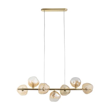 Brilagi - Kroonluchter aan kabel VULCANO 7xG9/8W/230V goud/rookbeige