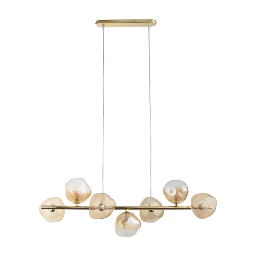 Brilagi - Kroonluchter aan kabel VULCANO 7xG9/8W/230V goud/rookbeige