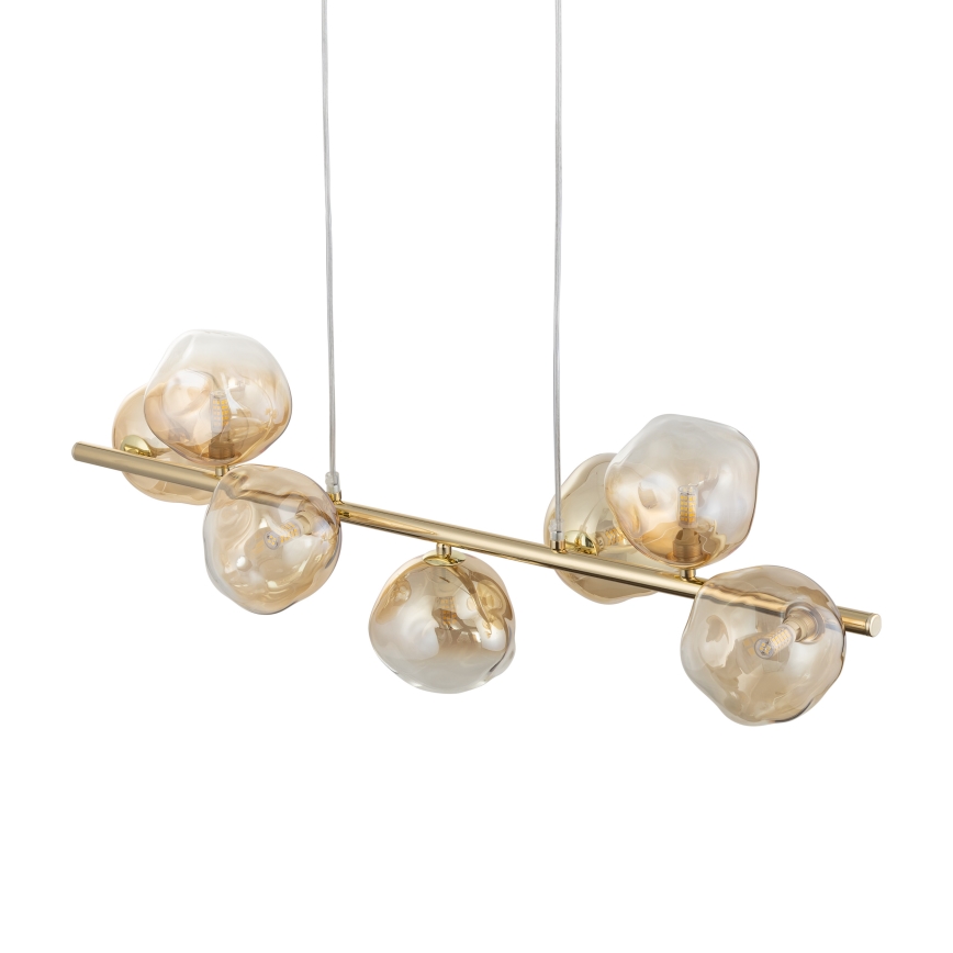 Brilagi - Kroonluchter aan kabel VULCANO 7xG9/8W/230V goud/rookbeige